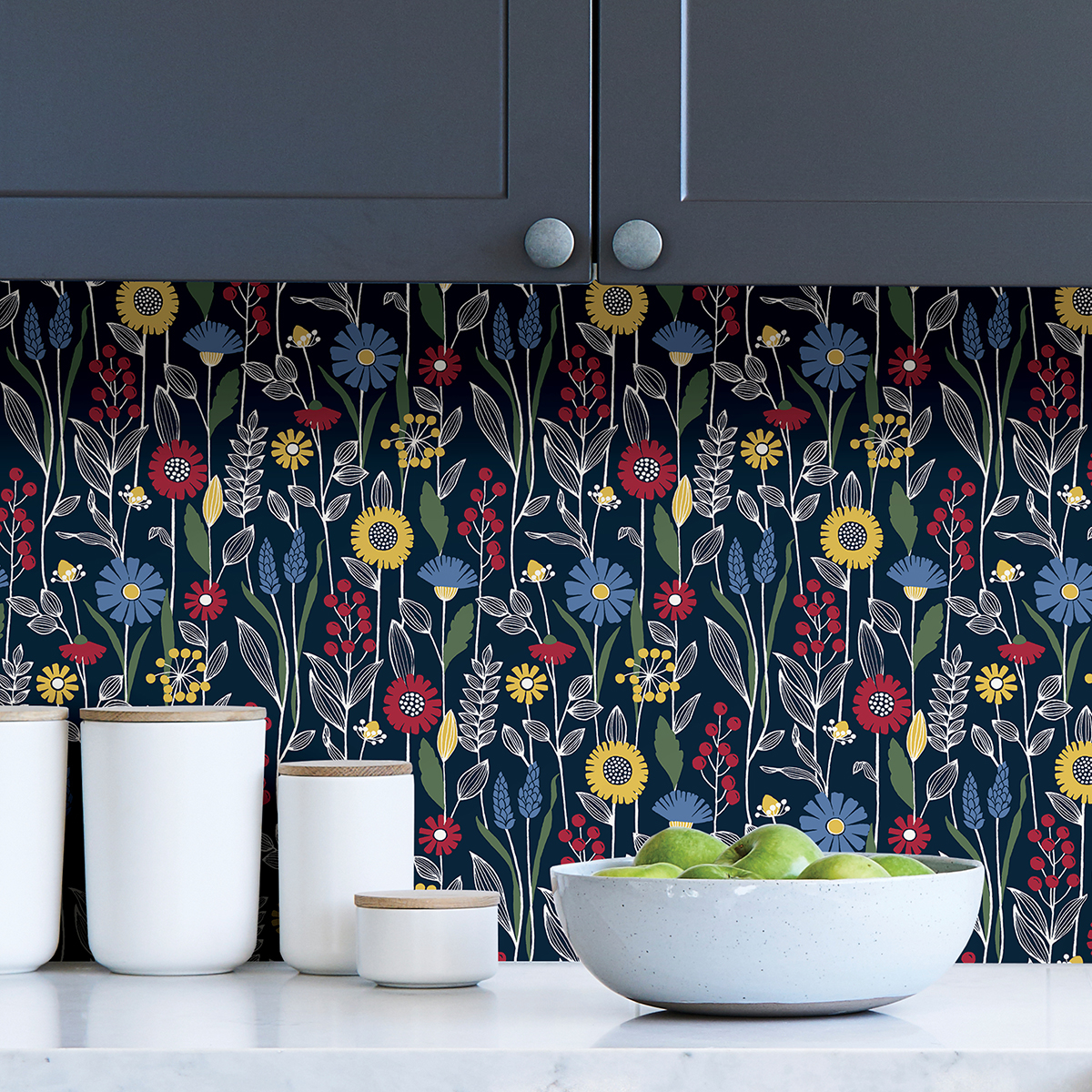 NUS4045 Navy Jane Peel and Stick Wallpaper by NuWallpaper