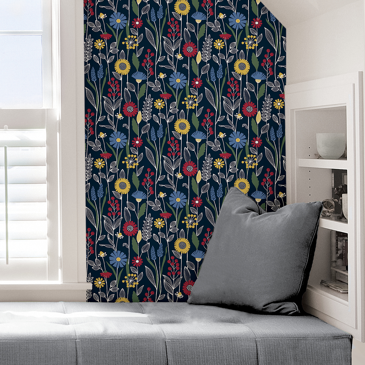 NUS4045 Navy Jane Peel and Stick Wallpaper by NuWallpaper