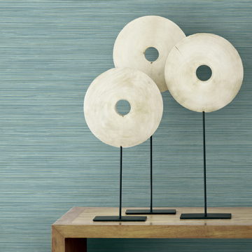Show details for Bondi Teal Grasscloth Texture Wallpaper