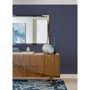 Show details for Claremont Indigo Faux Grasscloth Wallpaper