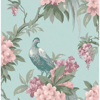 Picture of Golden Pheasant Aqua Floral Wallpaper