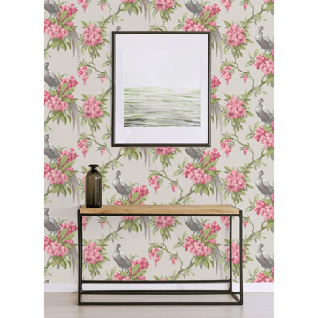 Show details for Golden Pheasant Rose Floral Wallpaper
