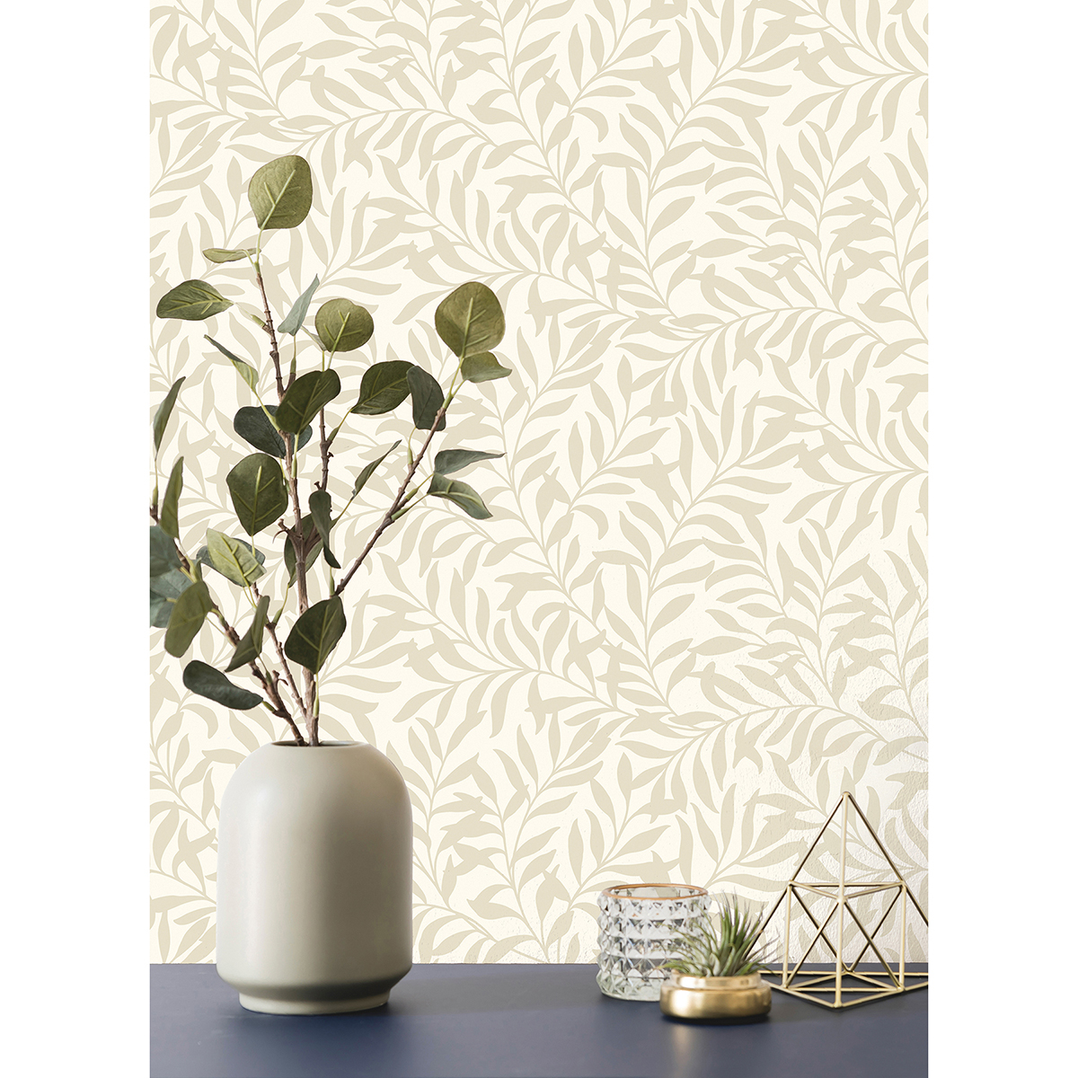 M1668 - Salix Beige Leaf Wallpaper - by Brewster