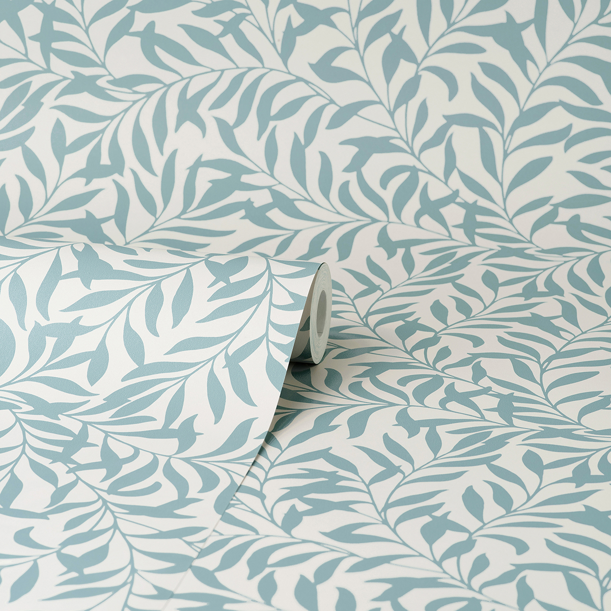 M1669 - Salix Light Blue Leaf Wallpaper - by Brewster