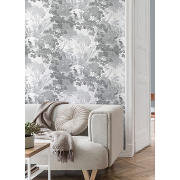 Show details for Eden Grey Crane Lagoon Wallpaper
