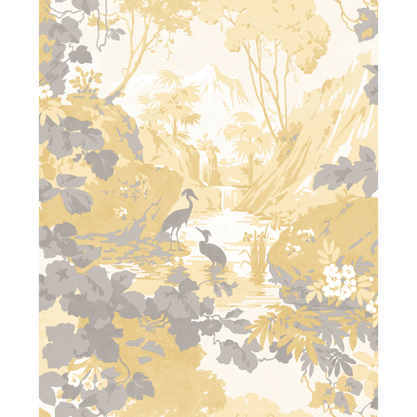 Picture of Eden Mustard Crane Lagoon Wallpaper