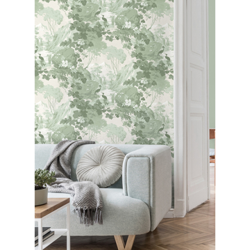 Show details for Eden Sage Crane Lagoon Wallpaper