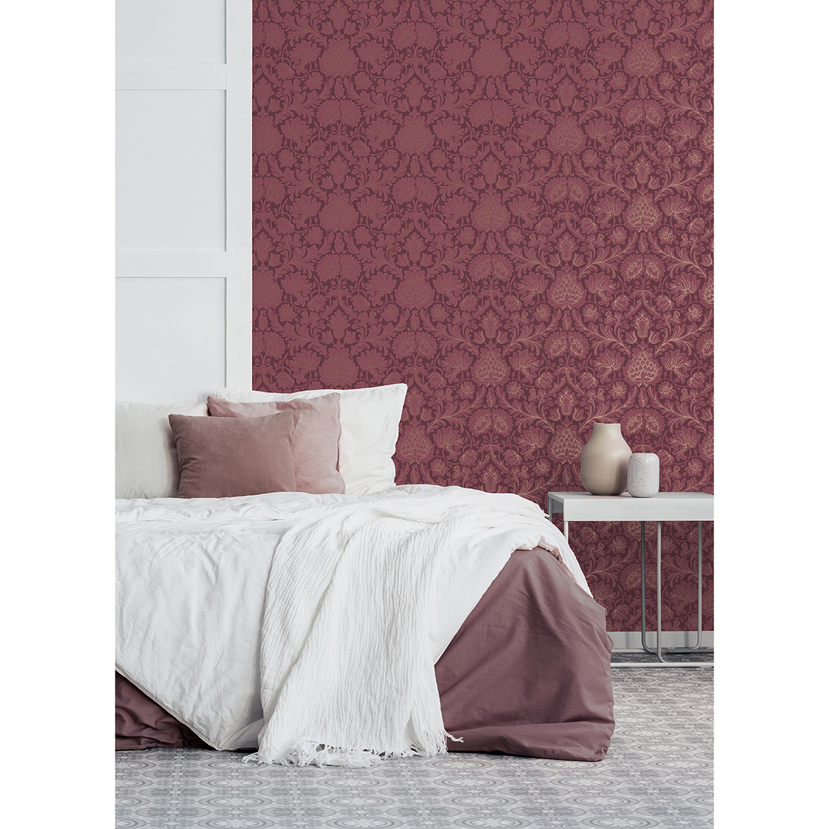M1680 - Bamburg Red Floral Wallpaper - by Brewster