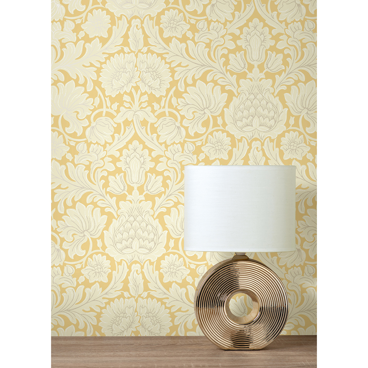 M1682 Bamburg Mustard Floral Wallpaper By Brewster