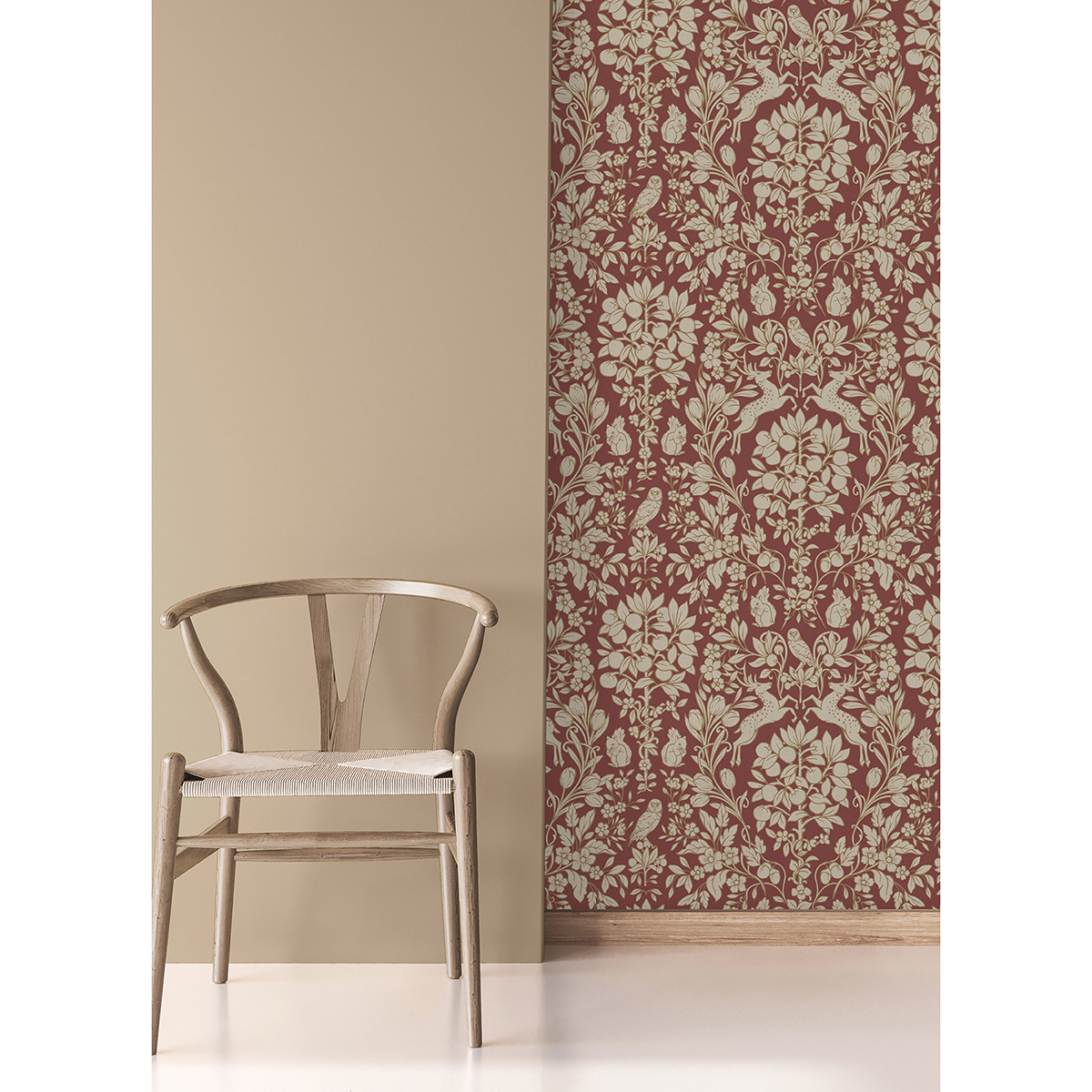 M1685 - Richmond Maroon Floral Wallpaper - by Brewster