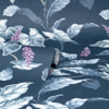 Picture of Meridian Parade Blue Tropical Leaves Wallpaper