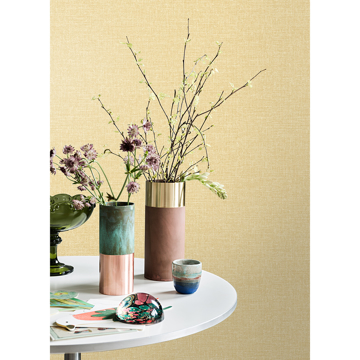Show details for Glen Mustard Linen Wallpaper