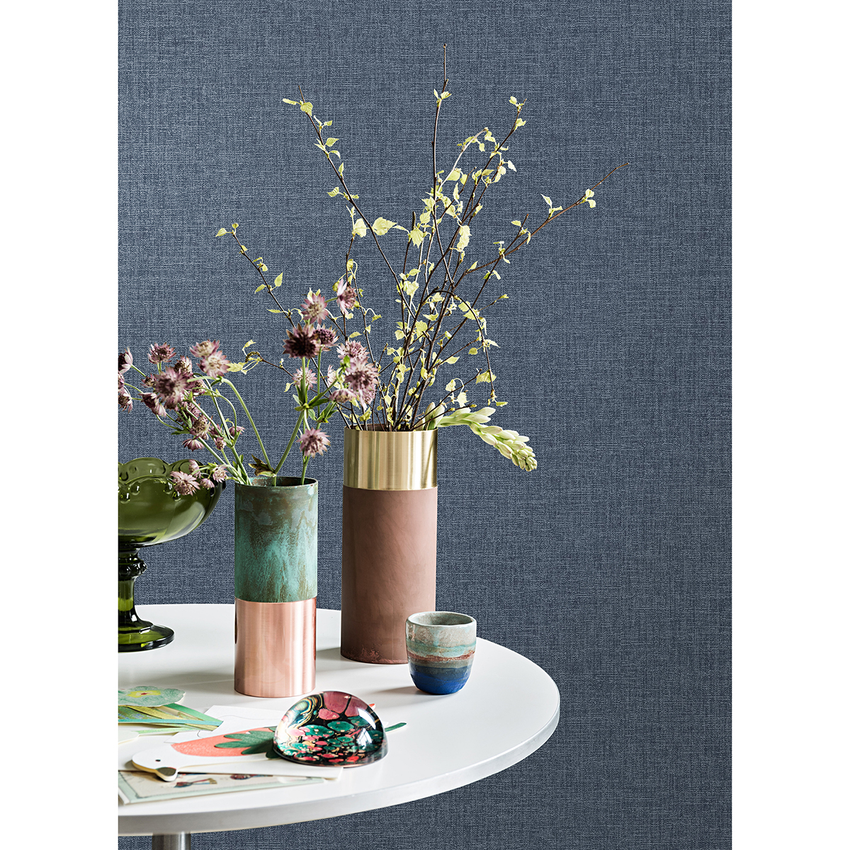 M1701 - Glen Dark Blue Linen Wallpaper - by Brewster