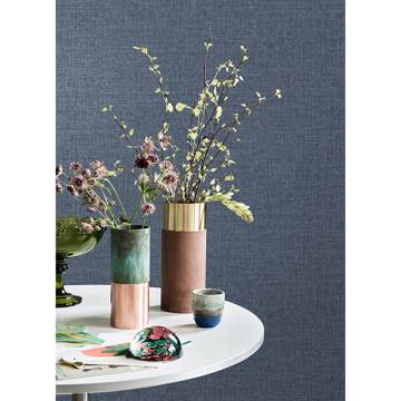 Show details for Glen Dark Blue Linen Wallpaper