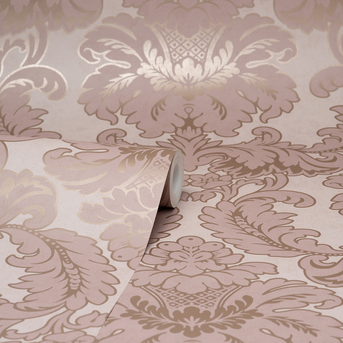 M1706 - Windsor Pink Damask Wallpaper - by Brewster