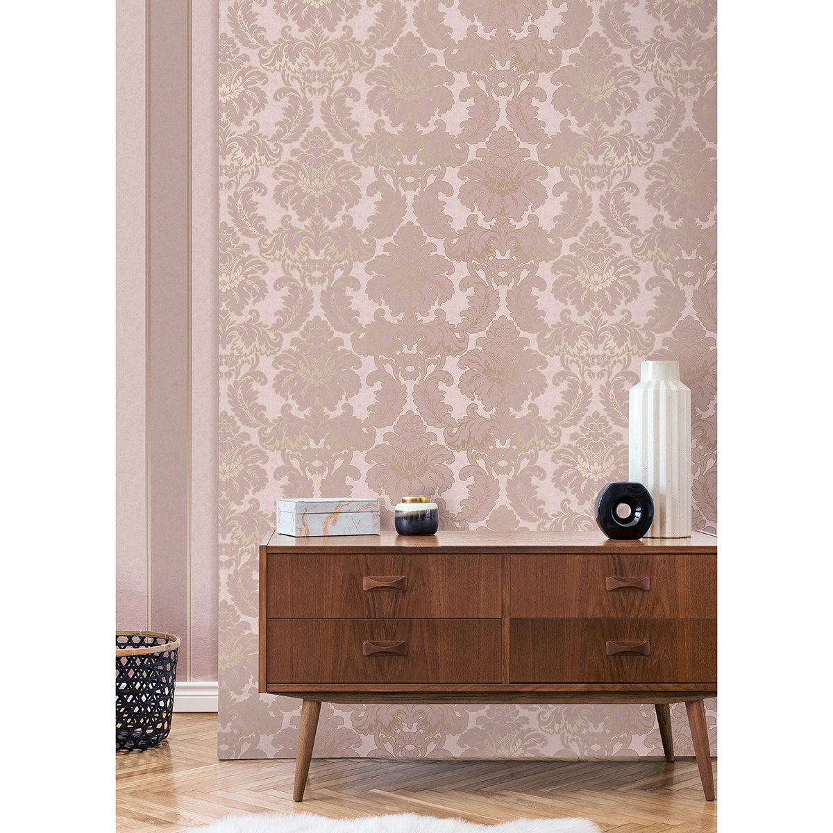 M1710 Rydia Pink Stripe Wallpaper by Brewster