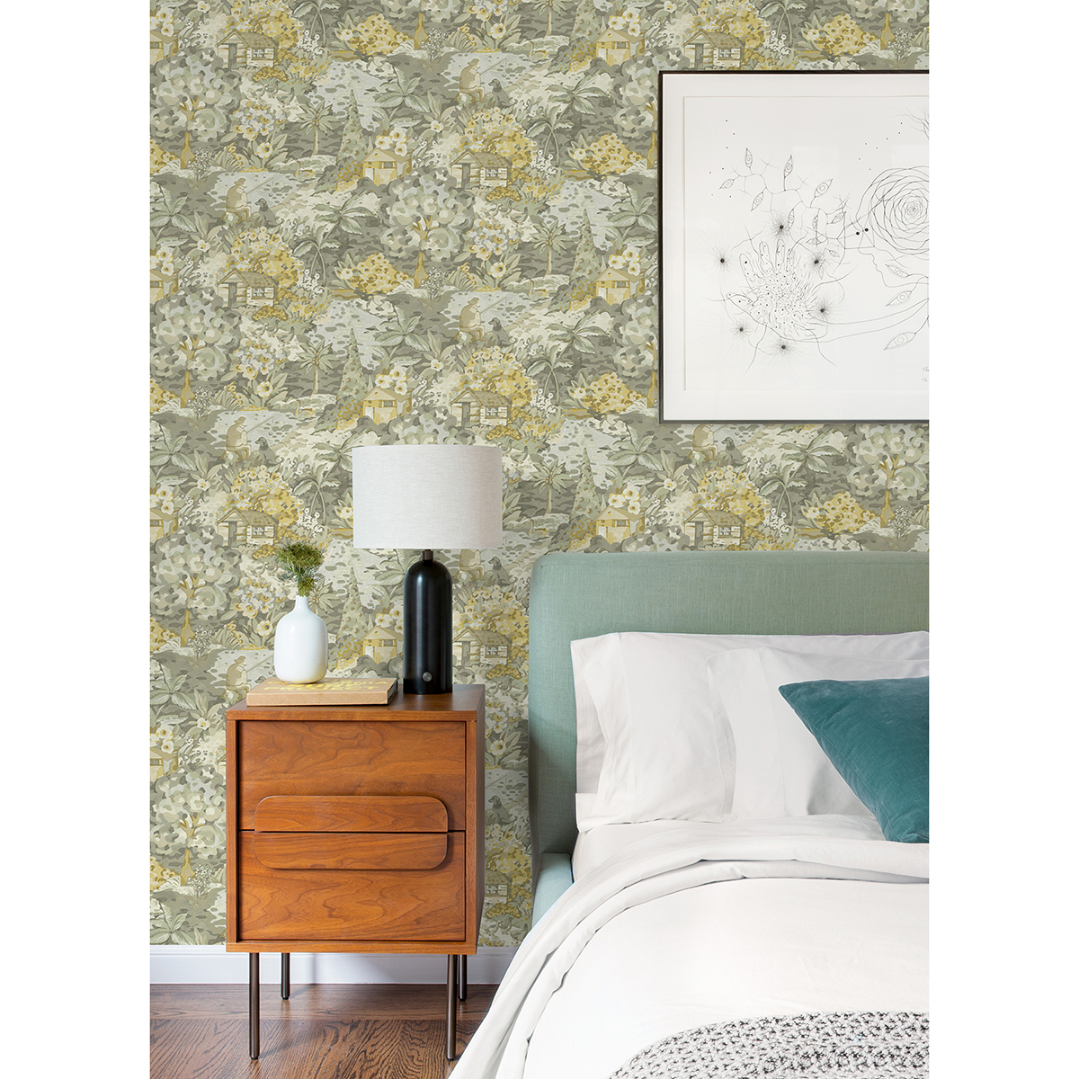 CBS4505 Yellow Grey le Forestier Peel and Stick Wallpaper by