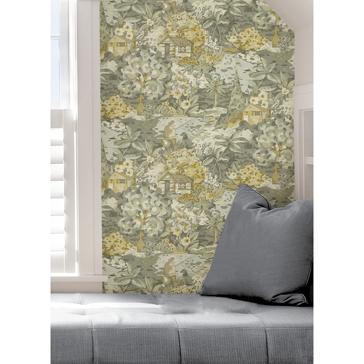 CBS4505 Yellow Grey le Forestier Peel and Stick Wallpaper by