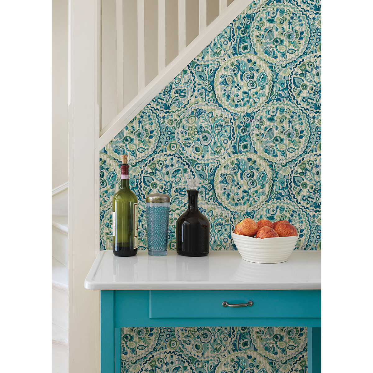 CBS4507 Teal Camille Peel and Stick Wallpaper by NuWallpaper