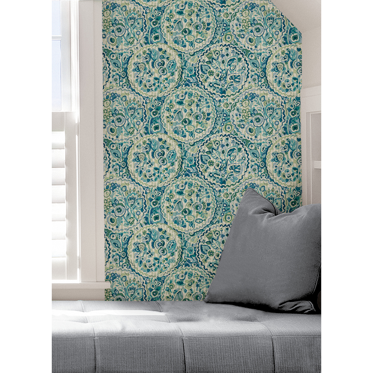 CBS4507 - Teal Camille Peel and Stick Wallpaper - by NuWallpaper