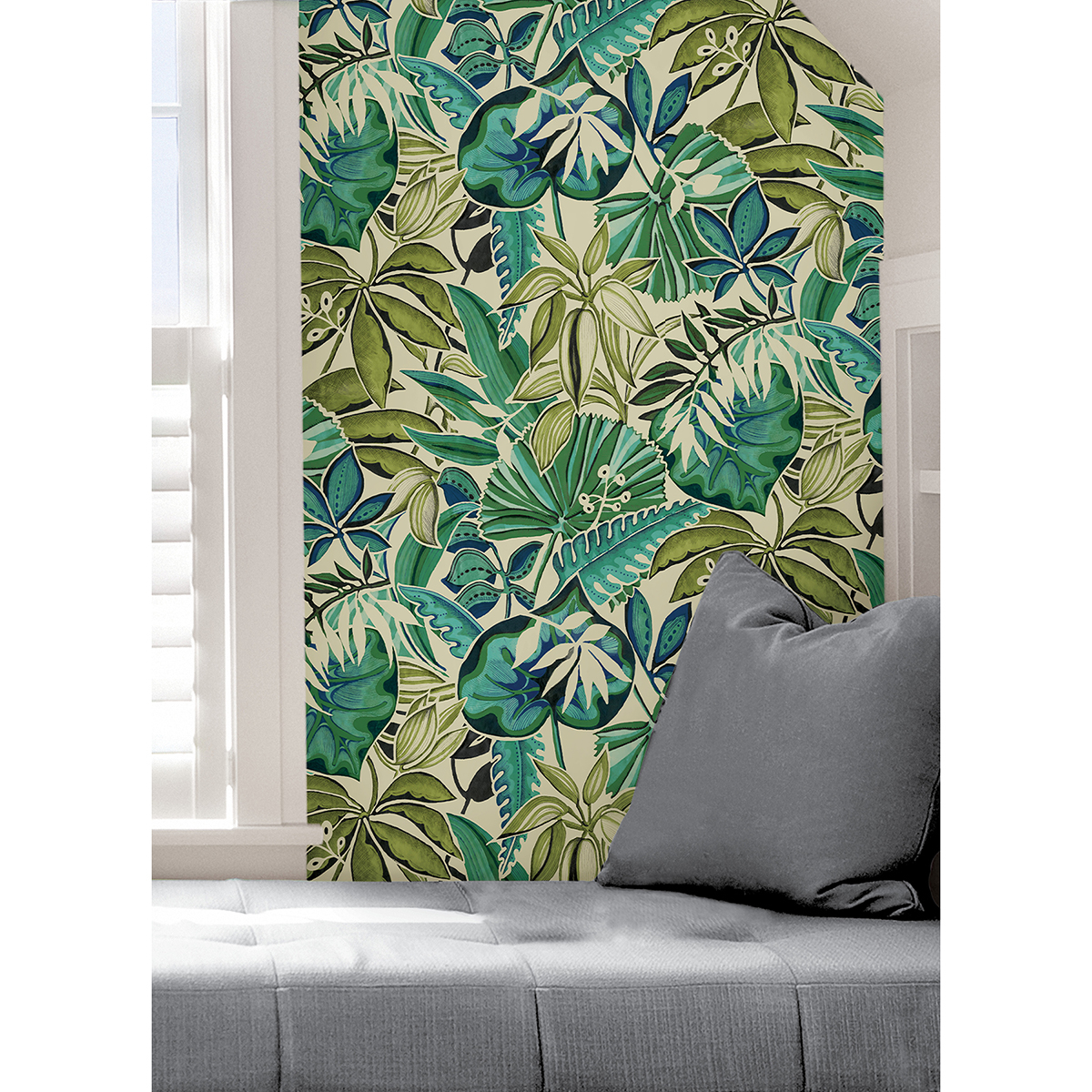 CBS4513 - Turquoise Feuilles Peel and Stick Wallpaper - by NuWallpaper