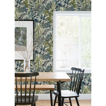 Show details for Slate Feuilles Peel and Stick Wallpaper