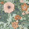 Picture of Victoria Green Floral Nouveau Wallpaper