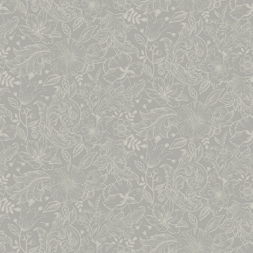 Picture of Wilma Grey Floral Block Print Wallpaper