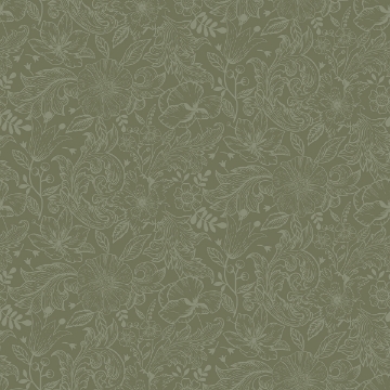 Picture of Wilma Green Floral Block Print Wallpaper