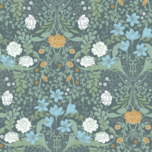2999-24106 - Froso Turquoise Garden Damask Wallpaper - by A-Street Prints