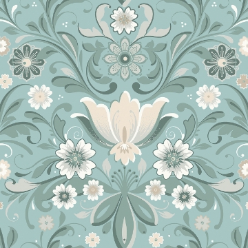 Picture of Ostanskar Turquoise Retro Floral Wallpaper