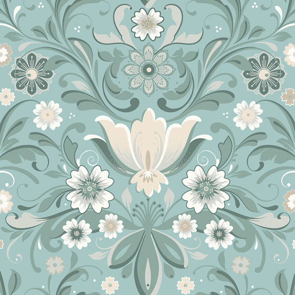 2999-24111 - Ostanskar Turquoise Retro Floral Wallpaper - by A-Street Prints
