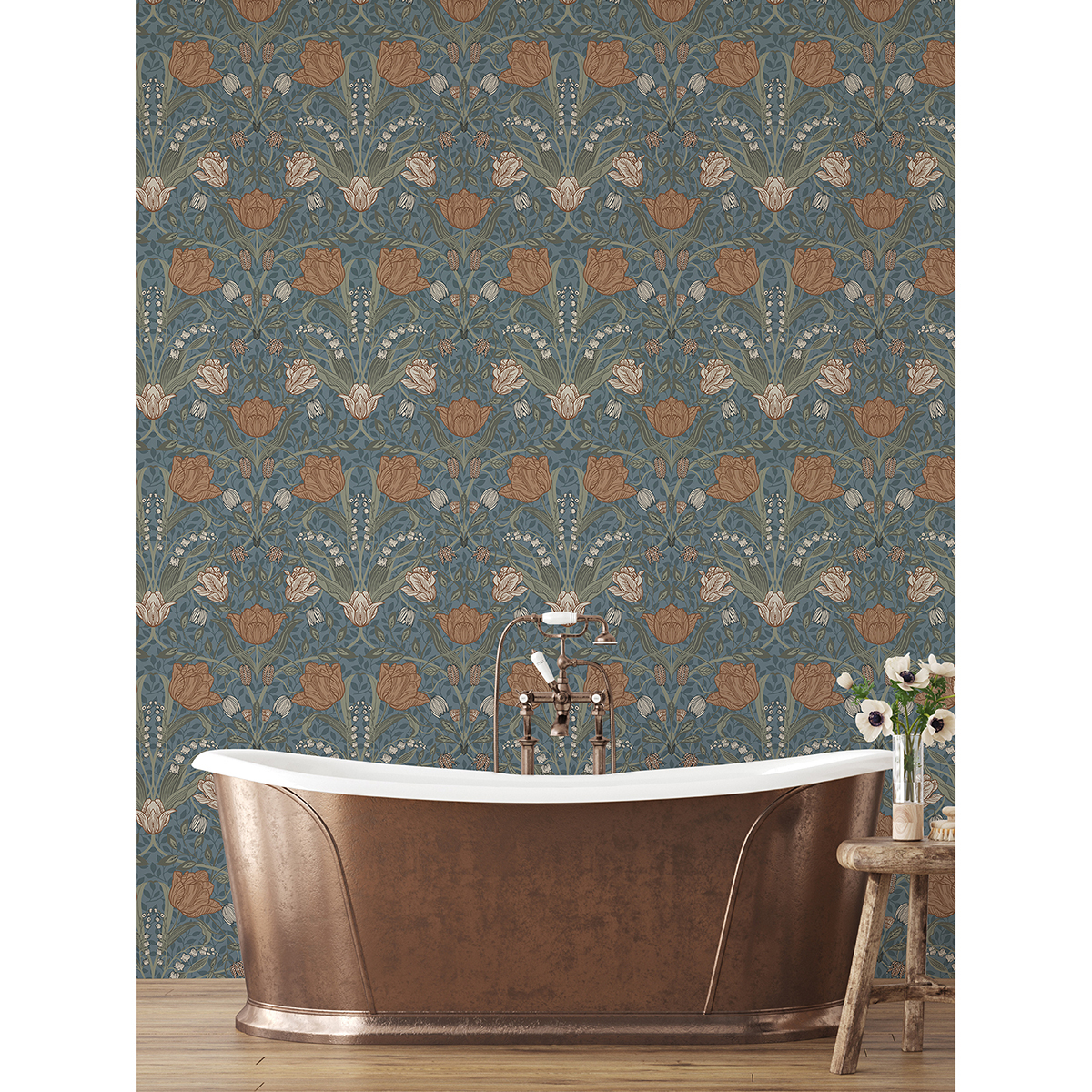 2999-33009 - Filippa Blue Tulip Wallpaper - by A-Street Prints