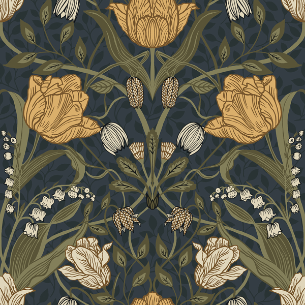 Picture of Filippa Navy Tulip Wallpaper