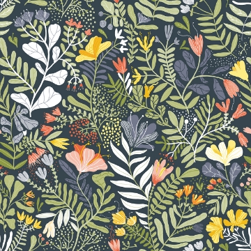 Picture of Brittsommar Navy Woodland Floral Wallpaper