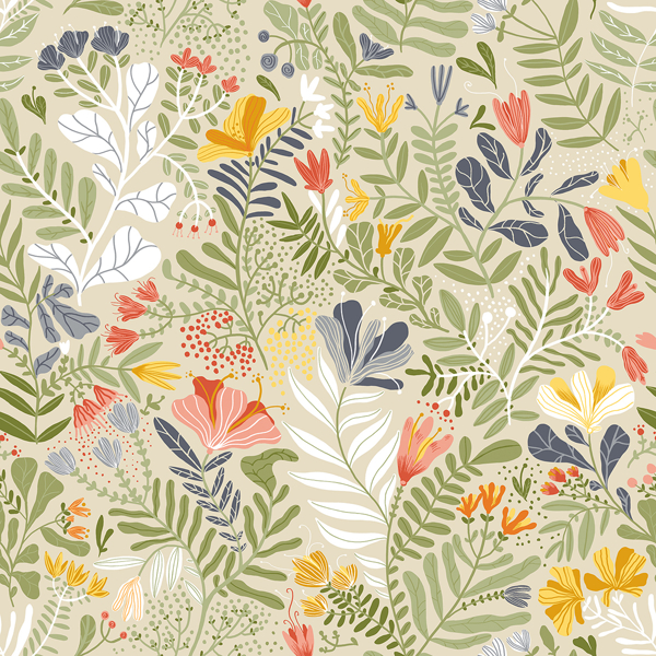 Picture of Brittsommar Green Woodland Floral Wallpaper