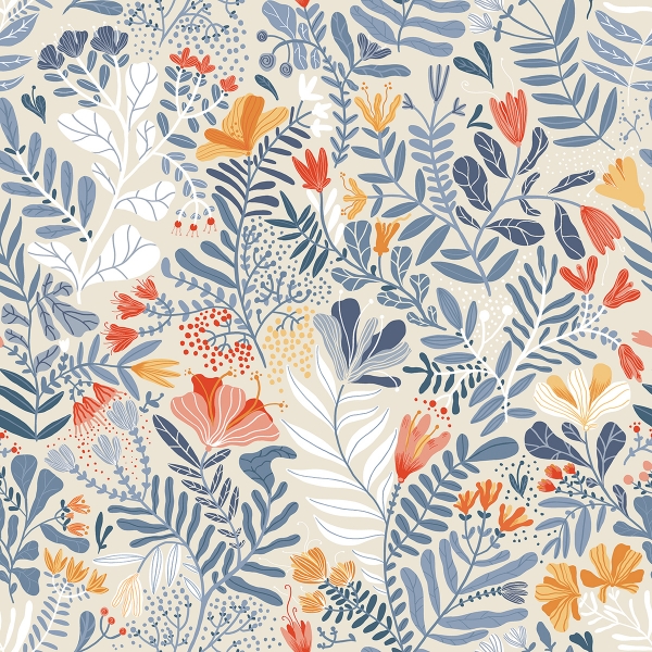 Picture of Brittsommar Light Blue Woodland Floral Wallpaper