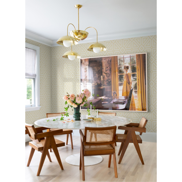 Show details for Voltaire Gold Beaded Geometric Wallpaper