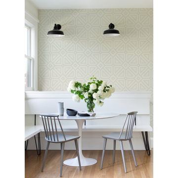 Show details for Voltaire Grey Beaded Geometric Wallpaper