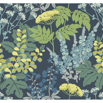2973-90008 - Brie Teal Forest Flowers Wallpaper - by A-Street Prints