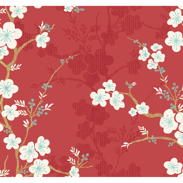 2973-90101 - Nicolette Red Floral Trail Wallpaper - by A-Street Prints