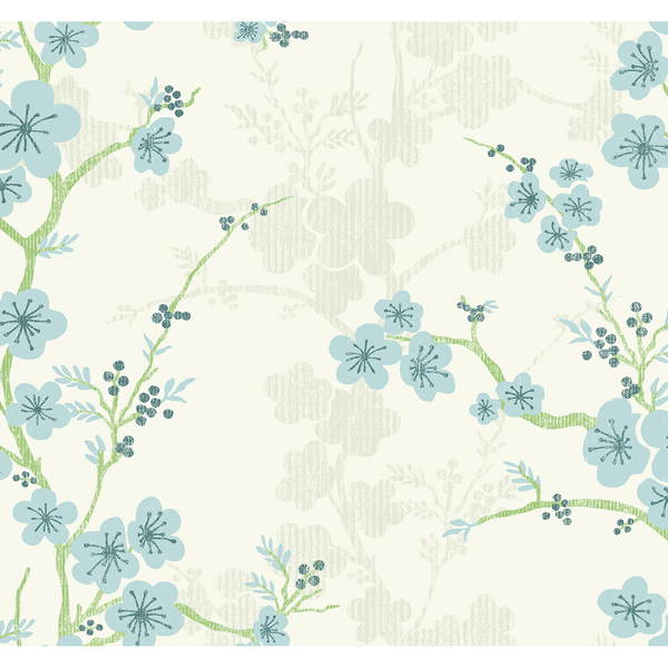 2973-90107 - Nicolette Light Blue Floral Trail Wallpaper - by A-Street  Prints
