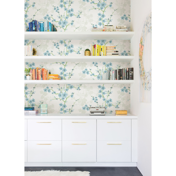 Show details for Nicolette Light Blue Floral Trail Wallpaper