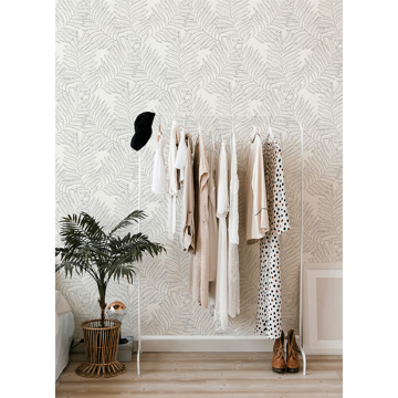 Show details for Finnley Grey Inked Fern Wallpaper