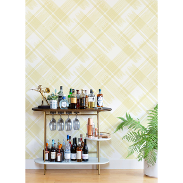 Show details for Zag Yellow Modern Plaid Wallpaper