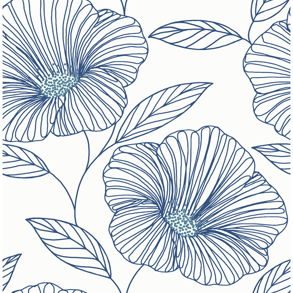 Mythic Blue Floral Wallpaper