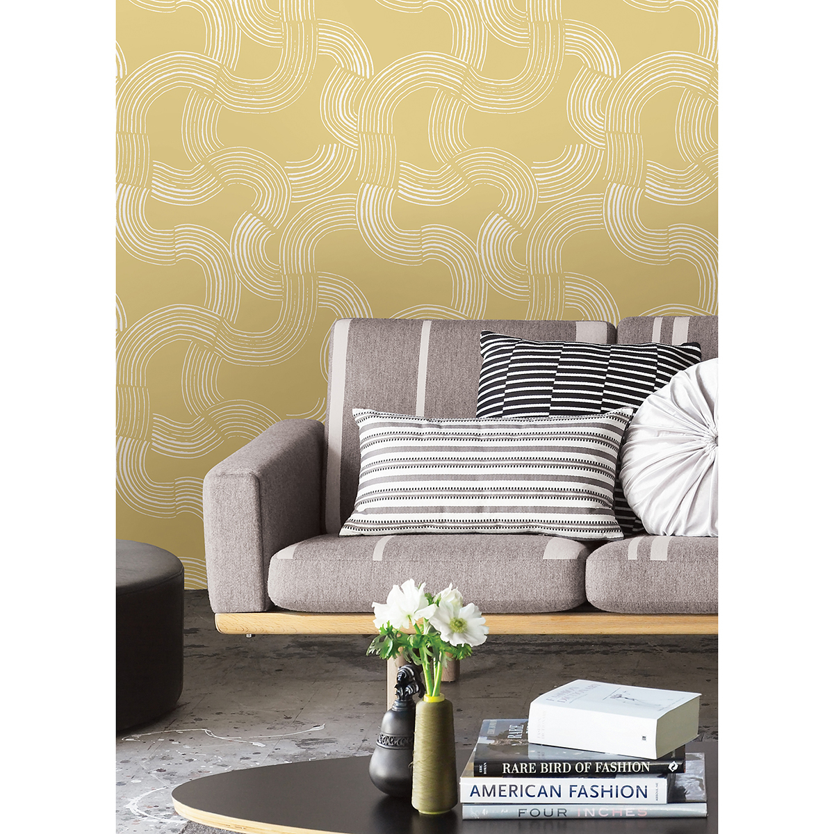 NUS4317 - Mustard Hokime Peel and Stick Wallpaper - by NuWallpaper