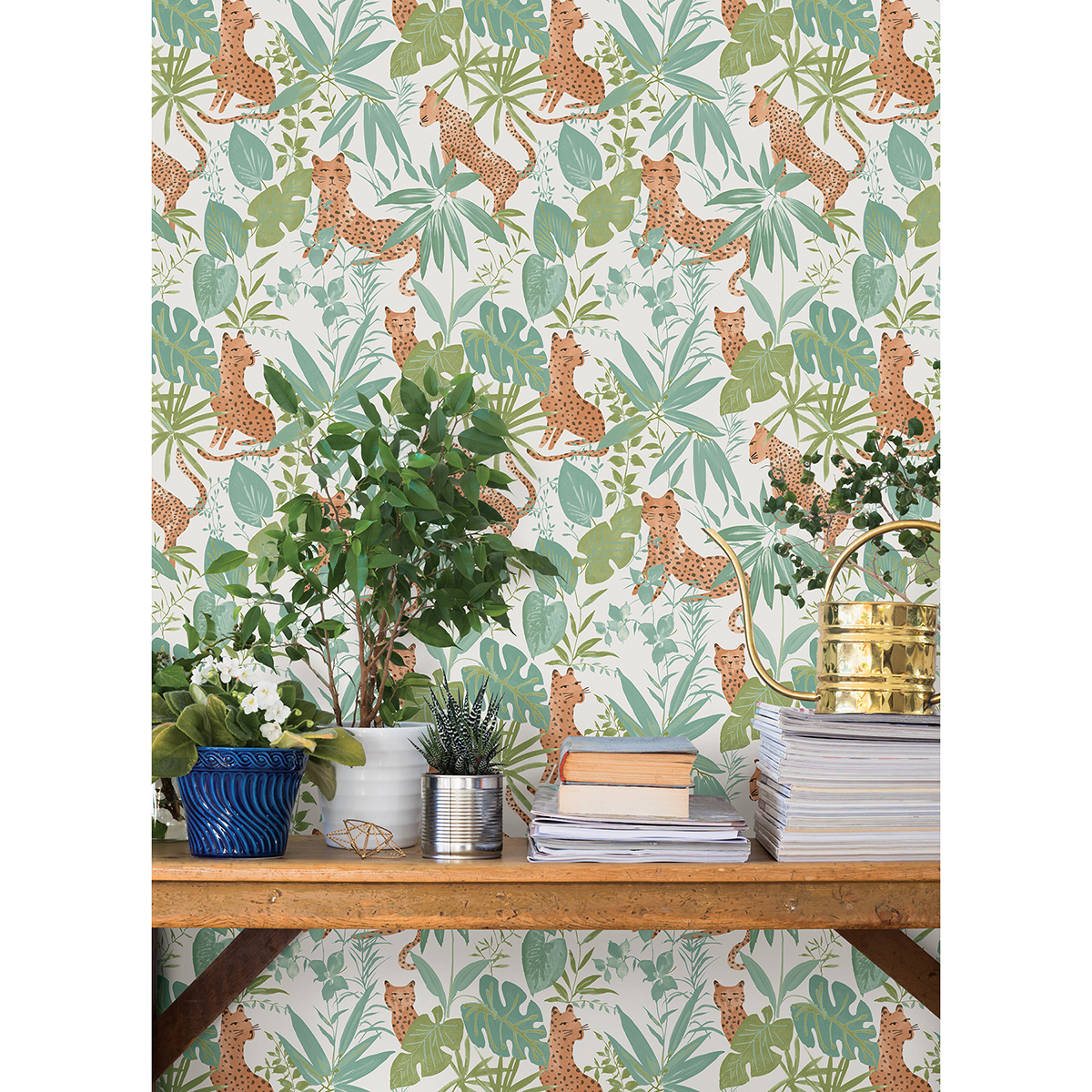 NUS4321 - Teal Lime Jhalana Peel and Stick Wallpaper - by NuWallpaper