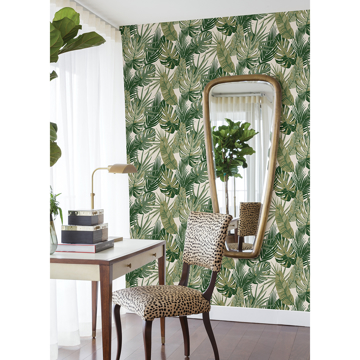 Show details for Green Palmero Leaf Peel and Stick Wallpaper