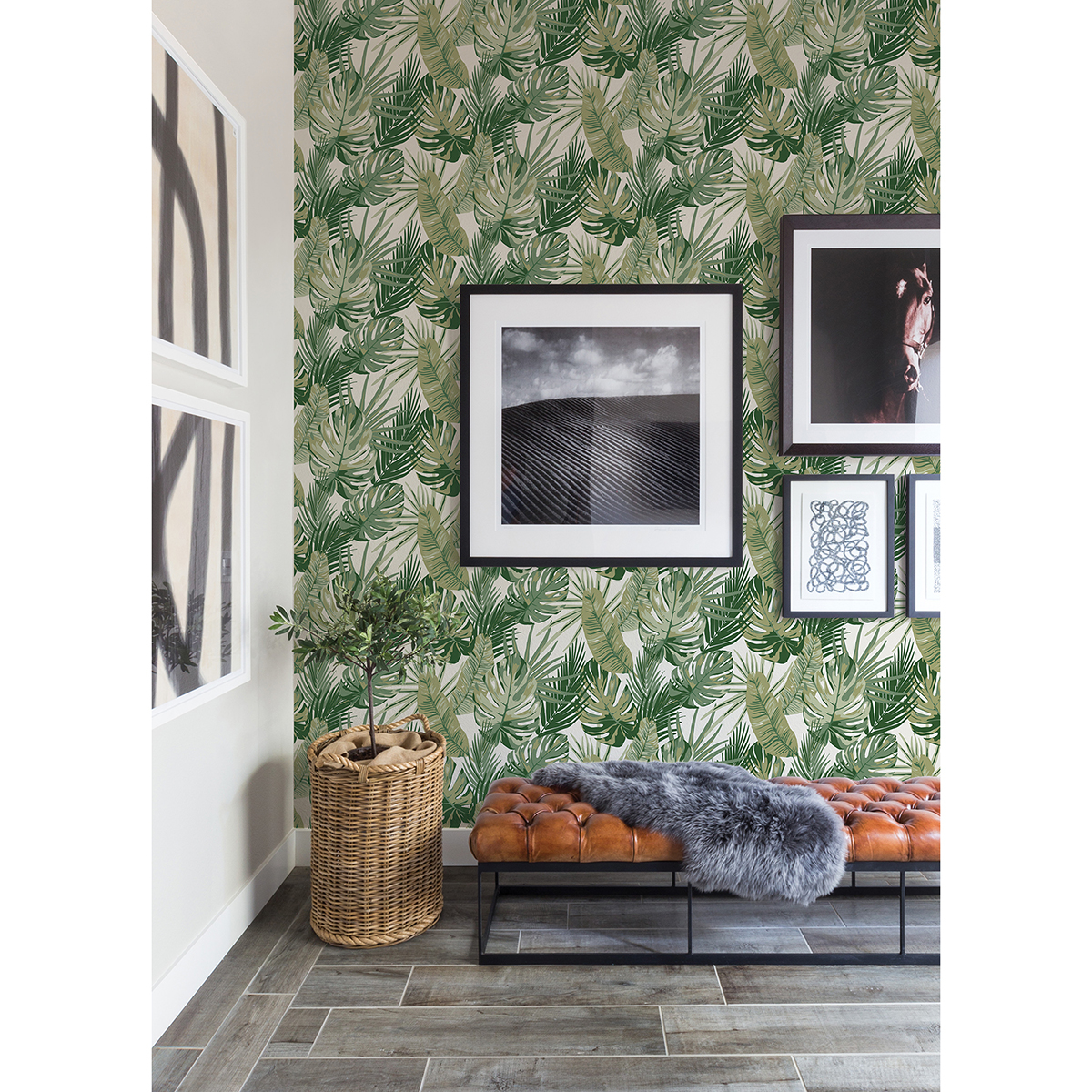 RZS4520 - Green Palmero Leaf Peel and Stick Wallpaper - by NuWallpaper